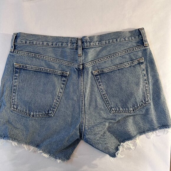 AGOLDE Women's 30 Parker Long distressed denim shorts with a raw hem - Picture 2 of 7